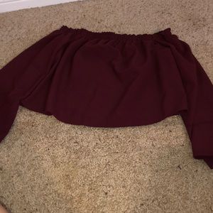 Off the shoulder maroon top